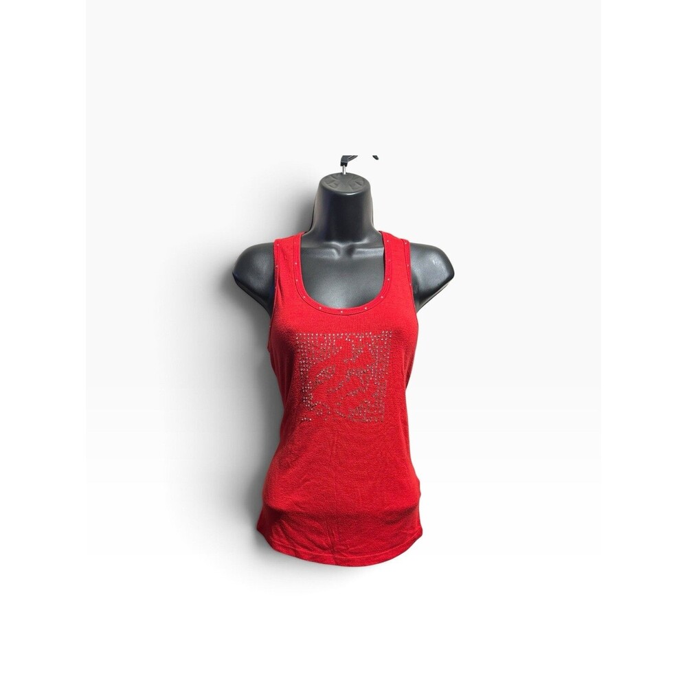 Rocawear Bedazzled Ribbed Tank Top Women's Large Red Y2K It Girl
